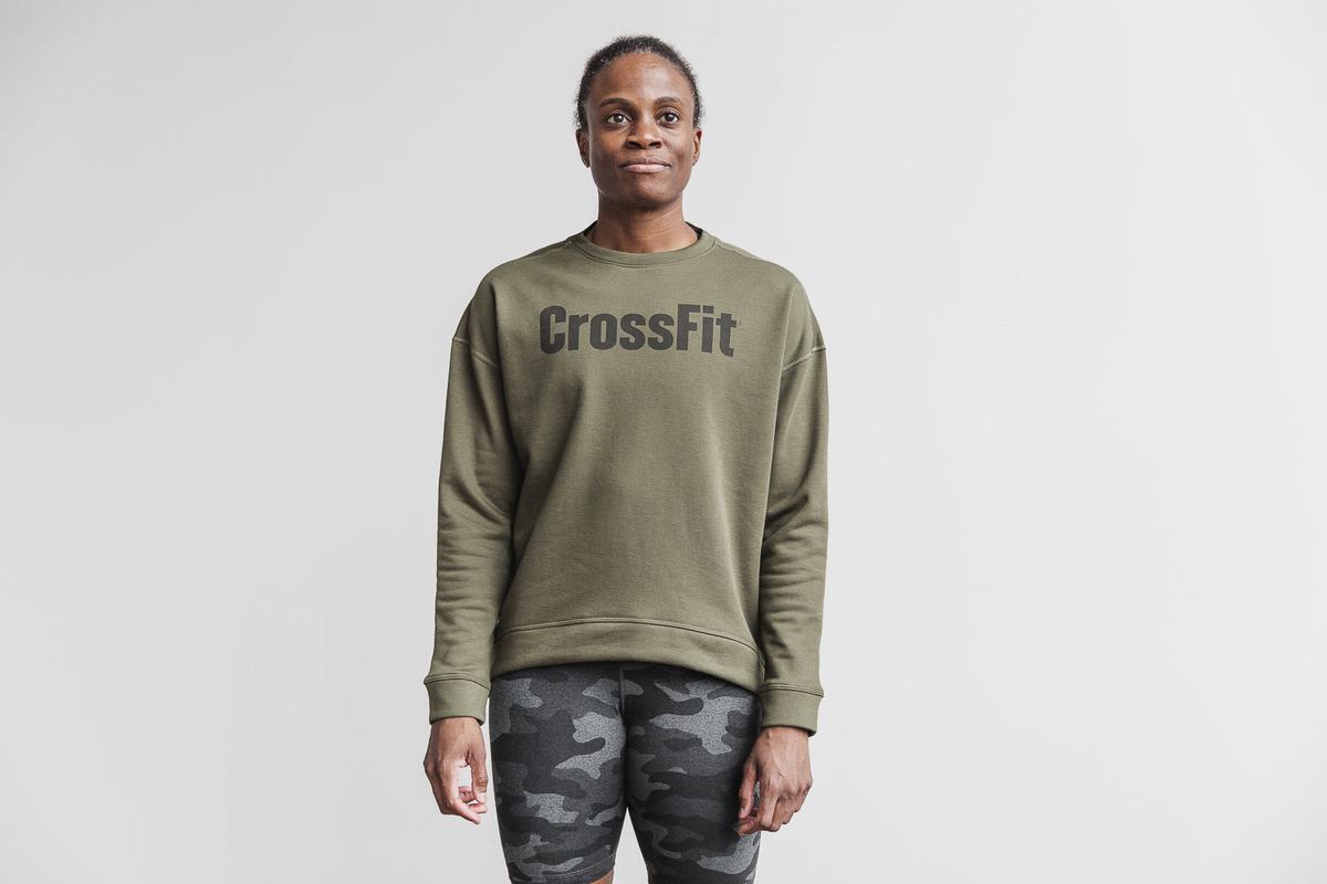 Nobull Crossfit® Crew Women\'s Sweatshirts Green | Australia (TH6287)